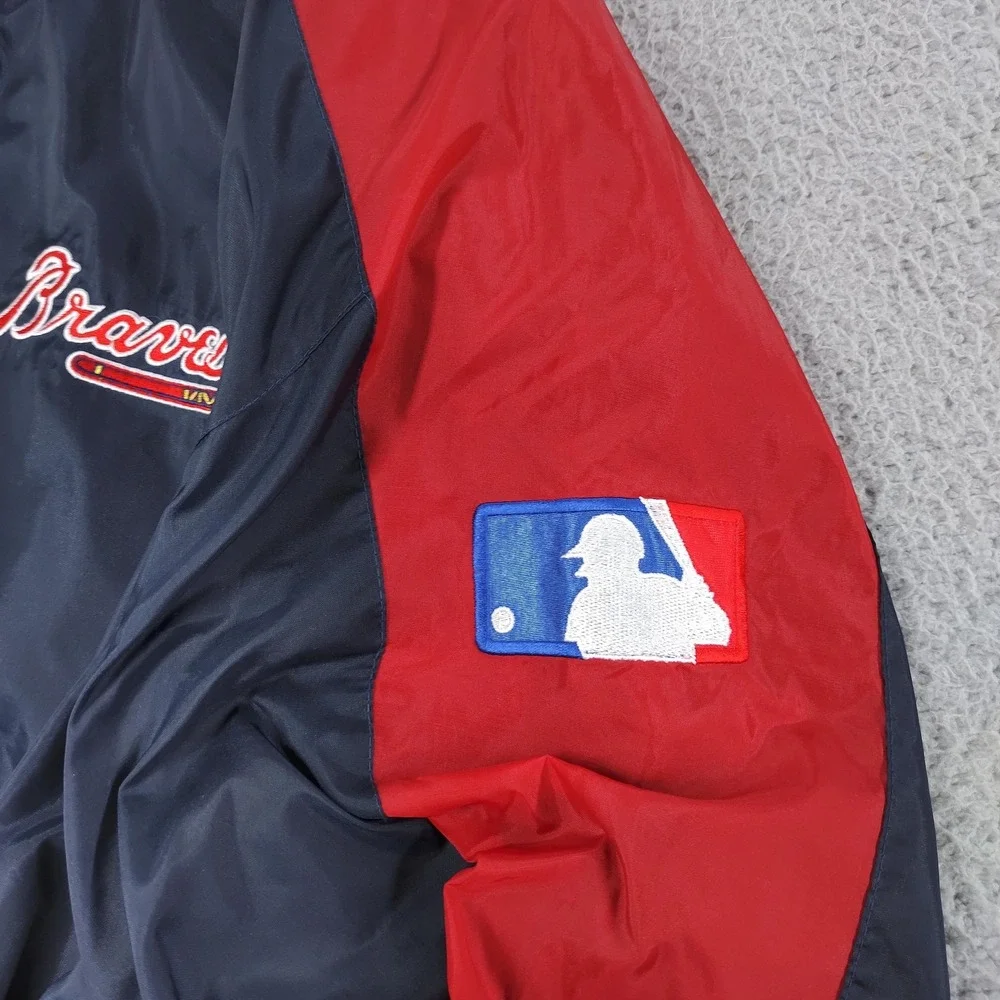 Vintage Atlanta Braves Jacket Pullover Mens XL Pro Player Reversible Blue 90s
